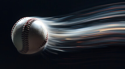 Wall Mural - Dynamic Motion of a Spinning Baseball Against a Stark Black BackgroundCapturing Speed and Energy in Mid-Air