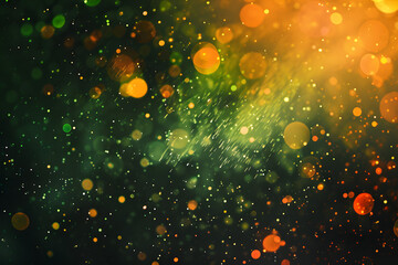 Wall Mural - sparse orange yellow green bokeh on a black background