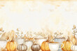 © tatsiana502 - Hand drawn watercolor illustration of autumn thanksgiving background with pumpkins and cups