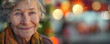 © Volha - Photorealistic, close-up of a delighted elderly woman's face, warm and cheerful mood, softly blurred backdrop, International Day for the Elderly