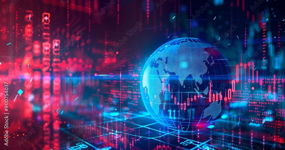 Stock market crash and technology background. Falling stock market ...