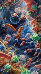 Wall Mural - Microorganisms in a  dish. AI.