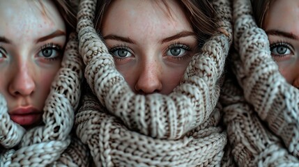 Poster - young woman on winter background