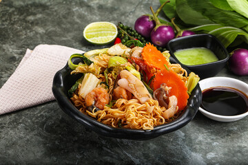 Poster - Asian cuisine - Fried noodles with seafood