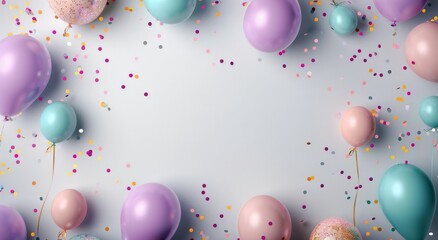 Wall Mural - Pastel Balloons and Confetti