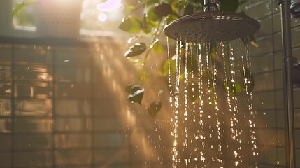 Wall Mural - Drops of water in the bathroom come out of the shower