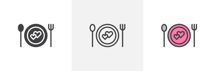 Wall Mural - Love Plate colored icon set