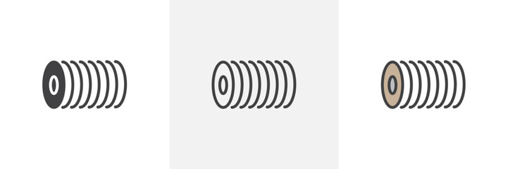 Wire coil colored icon set