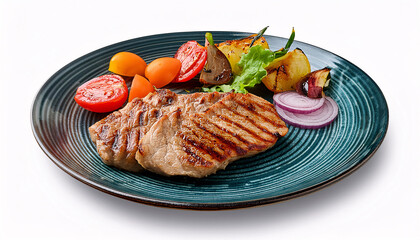 grilled pork chop with vegetables