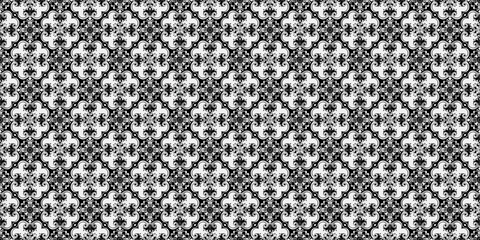 Wall Mural - Elegant black, white and silver floral damask pattern for luxurious interior design projects. 
