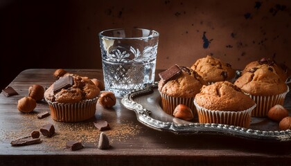 Wall Mural - Muffins on a wooden table