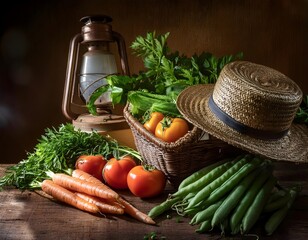 Wall Mural - Fresh vegetables in a basket