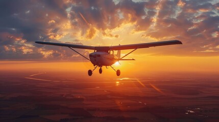 Canvas Print - Sunset Flight Over Serene Landscape