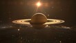 © DZMITRY - Stock image of a fantasy space depicting Saturn planets, moons, and other planets surrounded by rings of Saturn.