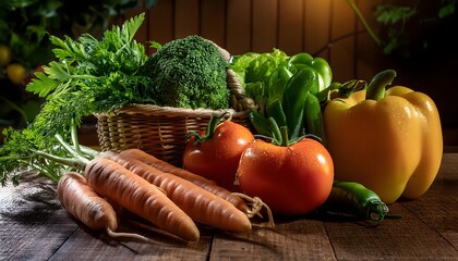 Wall Mural - Fresh vegetables in a basket