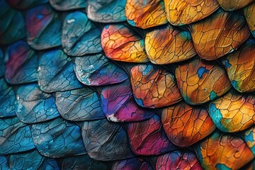 Sticker - Macro photography capturing the intricate patterns and vivid colors of butterfly wing scales