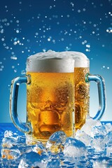 Wall Mural - beer in a glass with ice