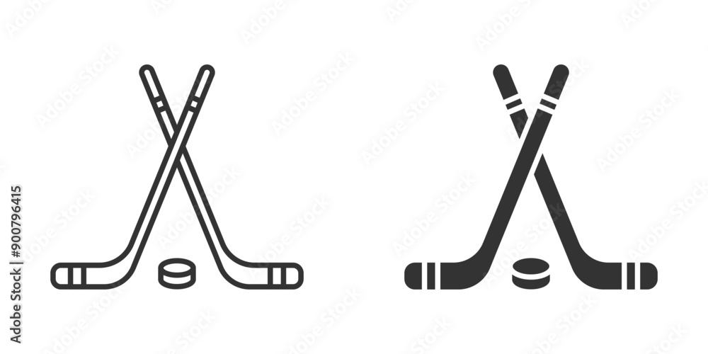 Stick Team Vector Hockey sticks crossed with puck icons in outline and silhouette styles ...