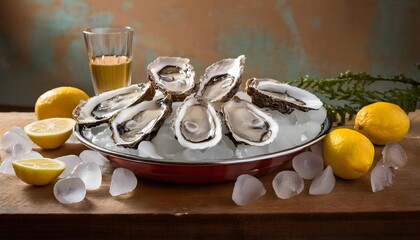 Wall Mural - Fresh oysters on a plate