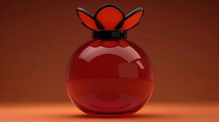 Poster -  A red glass vase with a black top and a red flower on top