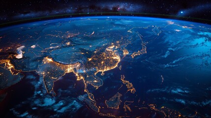 Canvas Print - Asia at Night from Space