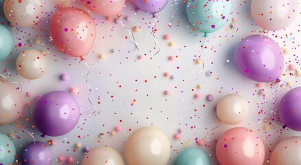 Wall Mural - Pastel Balloons and Confetti