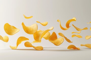 Canvas Print - potato chips falling in the air