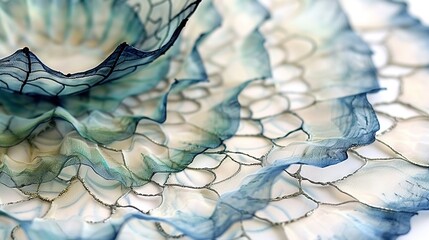 Sticker -   Close-up of blue and white plate with flower design on the outside