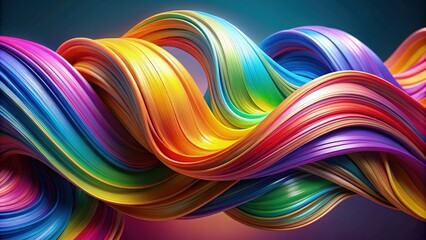 Wall Mural - Colorful Twisted Paint Ribbons in a Spiraling Pattern Displaying Vibrant Hues Against a Soft Background. Generative AI