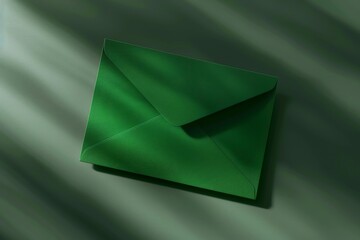 Canvas Print - Elevated view of a closed green envelope cast with dynamic shadows