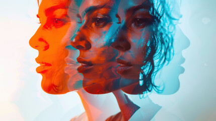 Artistic Triple Exposure Portrait of a Woman.