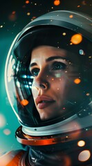 Wall Mural - Woman Gazing Through Space Helmet