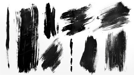 Aufkleber - This collection of varied bold and dynamic brushstrokes on a white background showcases an array of artistic expressions, capturing different textures and styles.