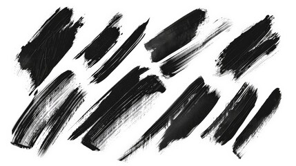 Aufkleber - This piece features expressive black brushstrokes set against a clean white background, creating a bold contrast and evoking a sense of drama and raw emotion in its abstract form.