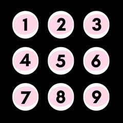 Canvas Print - set of numbers 1 to 9 digits with black background