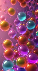 Wall Mural - A close up footage of colorful translucent spheres with a vibrant background 4k animation