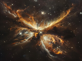Wall Mural - Butterfly Nebula Centered on Dark Chocolate Background: A Rich Astronomical Phenomenon