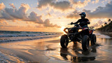 ATV Riding on Beach at Sunset