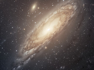 Wall Mural - Andromeda Constellation Centered on a Gray Background: A Galactic Journey