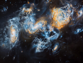 Wall Mural - Majestic Magellanic Clouds Centered on a Sapphire Background: A Celestial View