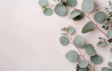 Wall Mural - Eucalyptus Branches on White Background