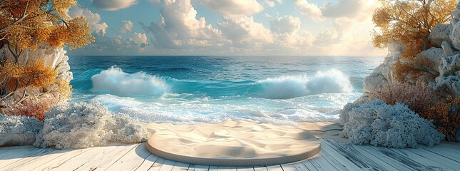 Poster - Ocean Waves Crashing on a Sandy Beach