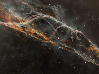 Canvas Print - Exploring the Veil Nebula Centered on a Charcoal Gray Background