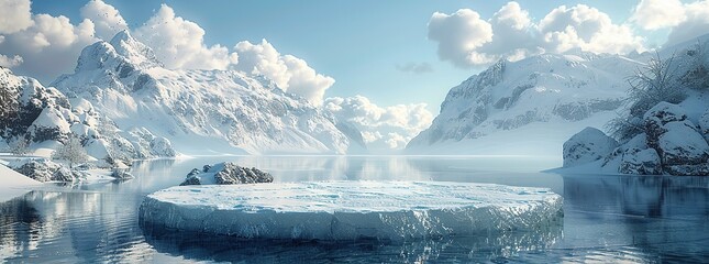 Poster - Snowy Mountains and Frozen Lake