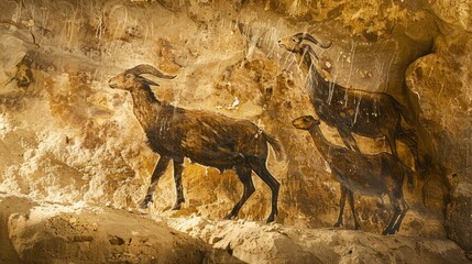 Ancient Cave Painting of Ibex