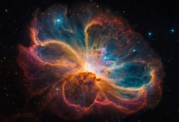 Wall Mural - the colorful and chaotic remains of a supernova explosion, with glowing gases and rapidly expanding 