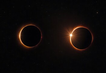 Wall Mural - two stars in close orbit, with one star passing in front of the other, creating an eclipse and a uni