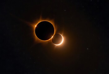 Wall Mural - two stars in close orbit, with one star passing in front of the other, creating an eclipse and a uni