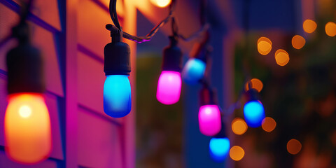 Poster - String of colorful lights hanging and creating a festive mood