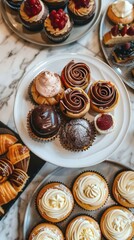 Wall Mural - Overhead Shot of a Pastry Assortment in a Trendy Caffee